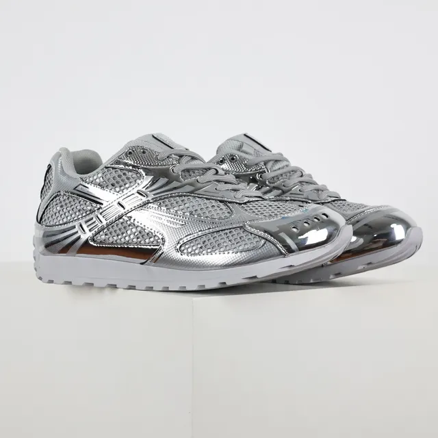ASICS Silver White Metallic Reflective Overlays Breathable Mesh Upper Lifestyle Sneakers