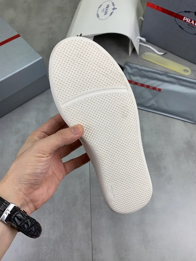 Prada White Minimalist Platform Sole Lifestyle Sneakers