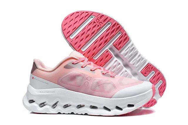 On Black White Engineered Mesh Upper Open Hexagonal CloudTec Pods Running Shoes
