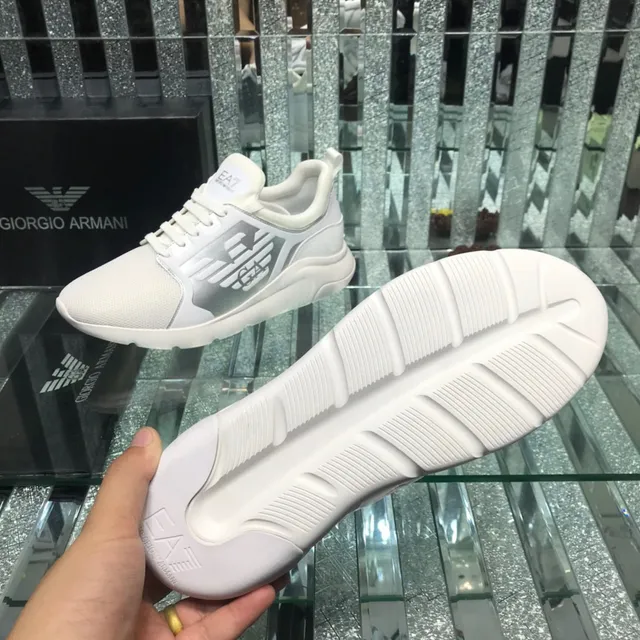 Giorgio Armani EA7 White and Silver-Gray Mesh Lifestyle Sneaker