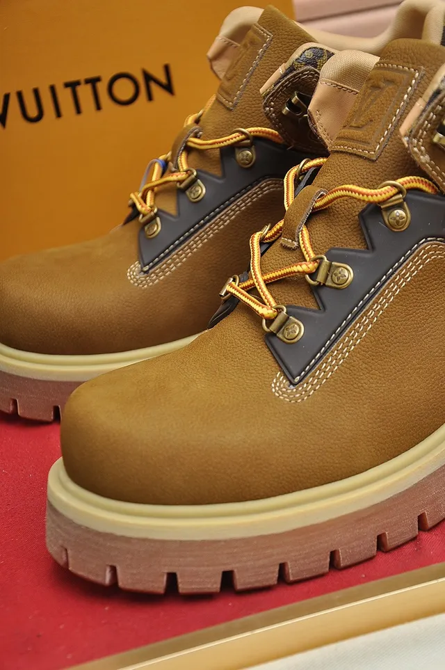 Louis Vuitton Tan Monogram Collar Work Boots