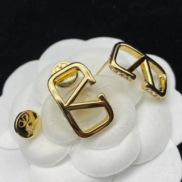 Valentino VLogo Pavé Crystal Gold-Tone Clip-On Earrings