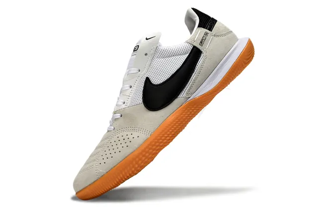 Nike Beige Black Low-Top Suede-Mesh Upper Indoor Soccer Shoes