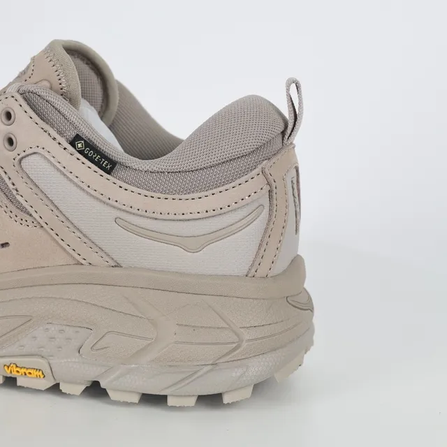 Hoka Beige Perforated Suede Upper Gusseted Tongue Running Shoes