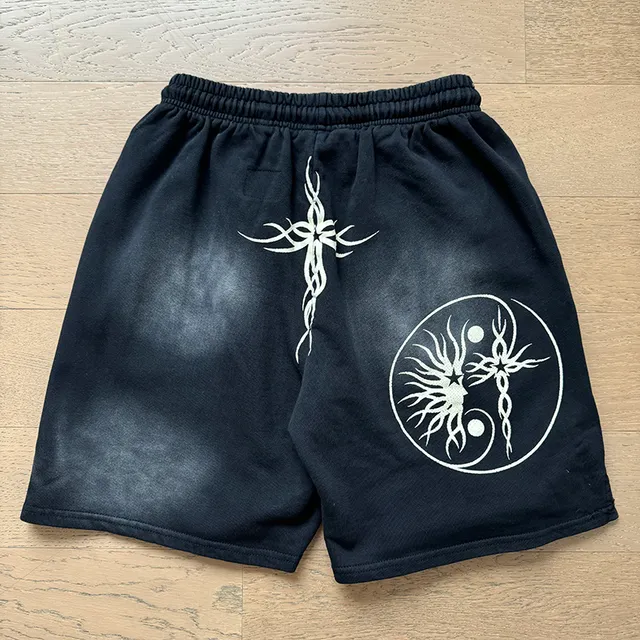 Navy Graphic-Print Elastic-Waist Drawstring Shorts