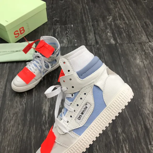 Off-White Blue High-Top Industrial-Detail Sneakers