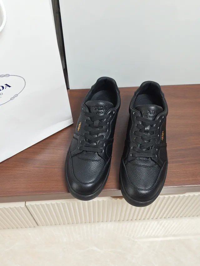Prada Black Pebbled Leather Lifestyle Sneaker