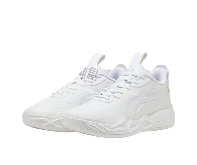 Puma White Textured Knit Upper Sculpted Monochrome Midsole Lifestyle Sneakers