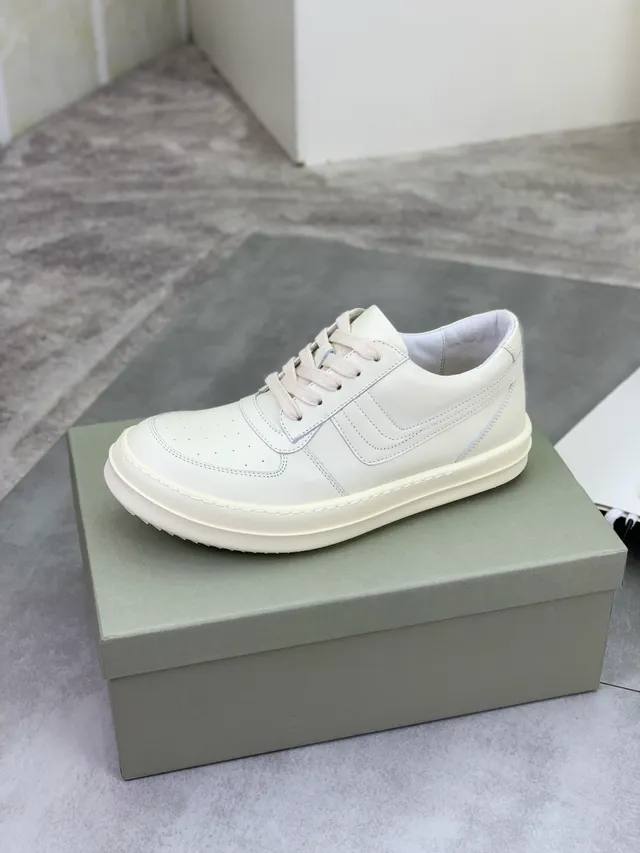 Rick Owens Geobasket White Leather Lifestyle Sneakers