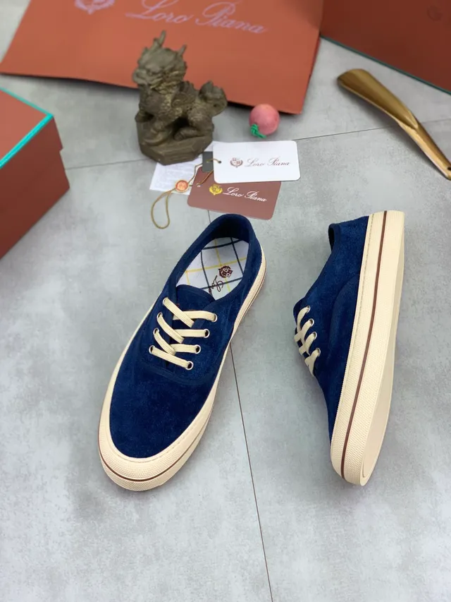 Navy Beige Suede Upper Cream Cupsole Canvas Shoes