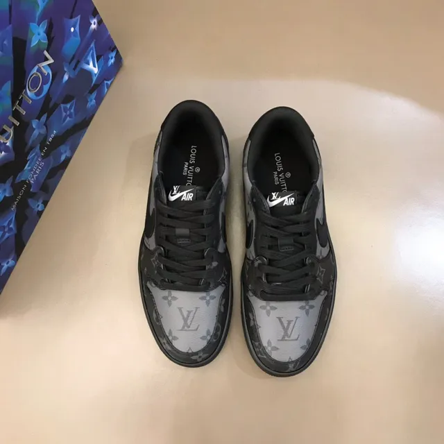 Nike Air Force 1 Monogram Print Black Gray Lifestyle Sneakers