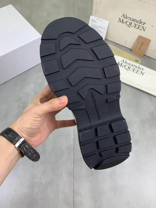 Alexander McQueen Oversized Sneaker White Purple Studded Platform Sole Chunky Sneakers
