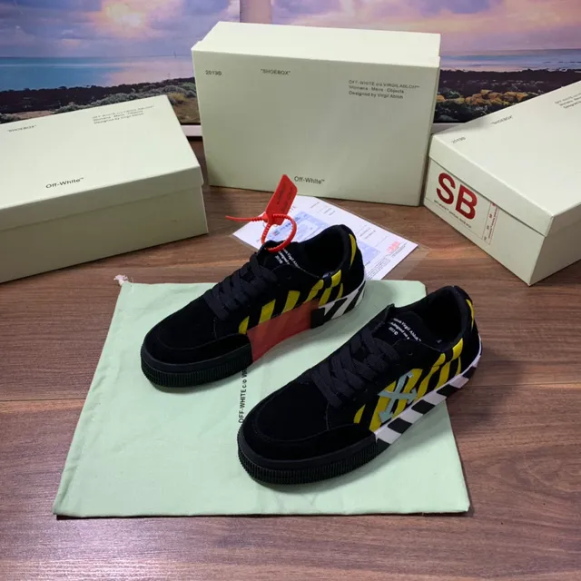 Off-White Black and Yellow Striped Arrow Logo Lifestyle Sneakers