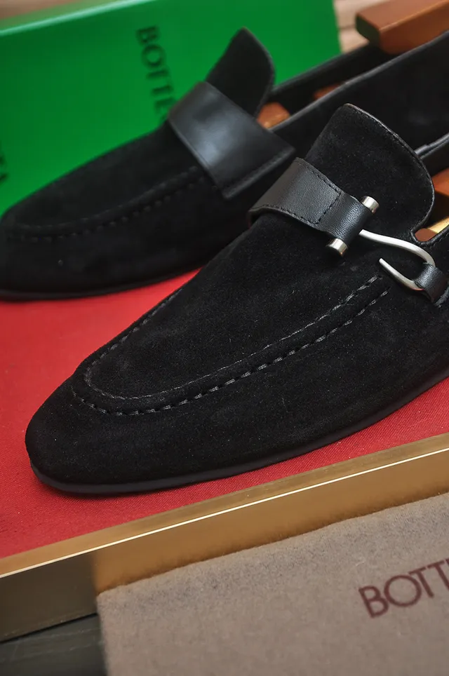 Bottega Veneta Andiamo Black Suede Loafers