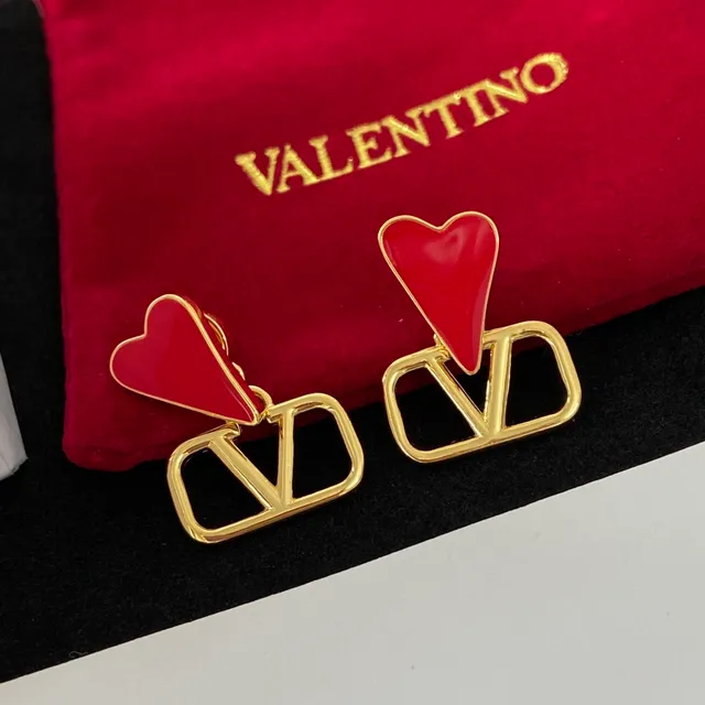 Valentino VLTN Enamel Heart Stud Earrings