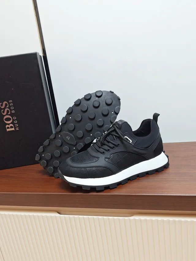 Hugo Boss Black Textured Upper White Midsole Lifestyle Sneakers