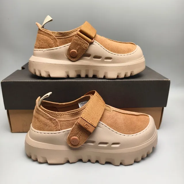 UGG Tasman Tan Suede Strap Clog