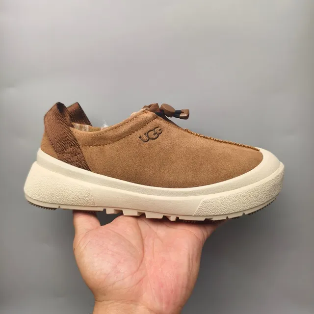 UGG Tasman Tan Suede Shearling-Lined Toggle-Closure Slip-On Casual Shoes