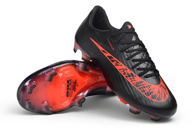 Nike Black Red Flyweave Upper Translucent Outsole Firm-Ground Soccer Shoes