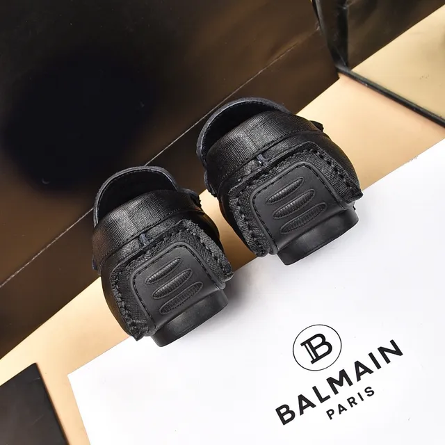 Balmain B-Buckle Black Leather Loafers