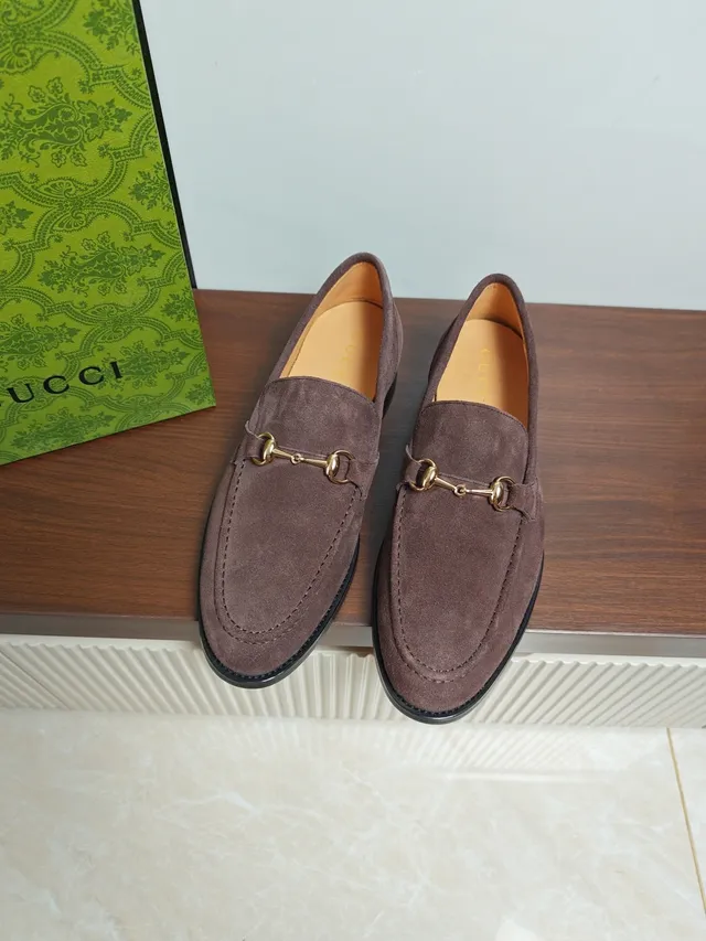 Gucci Horsebit 1955 Brown Suede Loafers