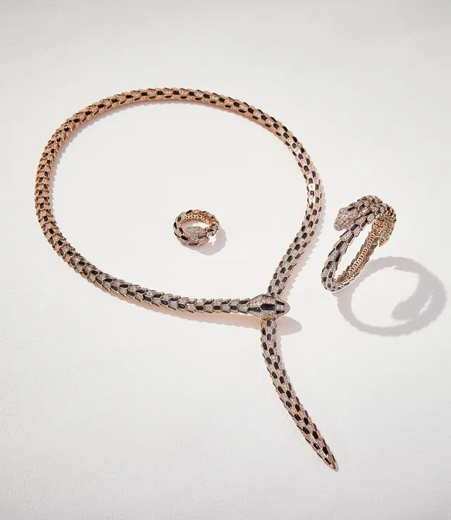 Bvlgari Serpenti Rose Gold Black Enamel Diamond Ring