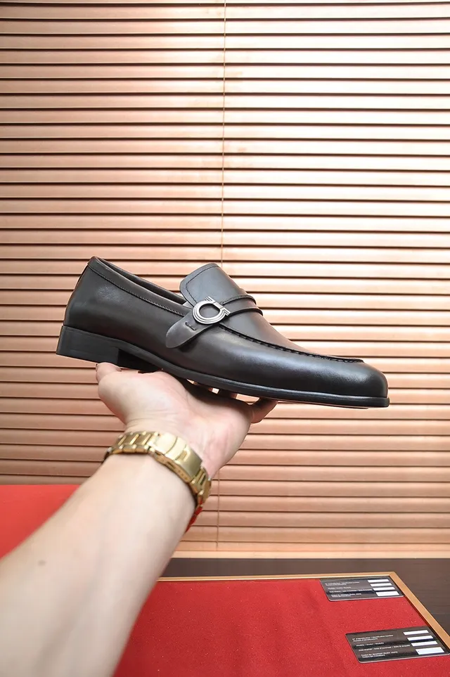 Salvatore Ferragamo Gancini Black Leather Loafers
