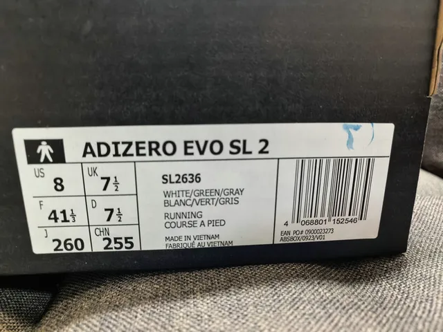 Adidas Adizero Evo SL 2 White Blue Running Shoes