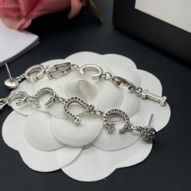 Gucci GG Marmont Pavé Crystal Interlocking G Dangling Earrings