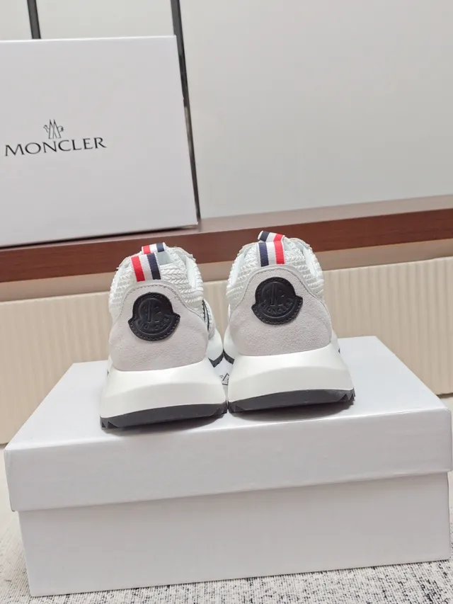 Moncler Beige Black Textile-Suede Hybrid Upper Bold 'M' Side Logo Sneakers