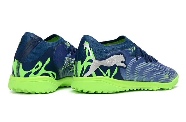 Puma Future Z Navy Green Knit Upper Asymmetrical Lacing Turf Soccer Shoes