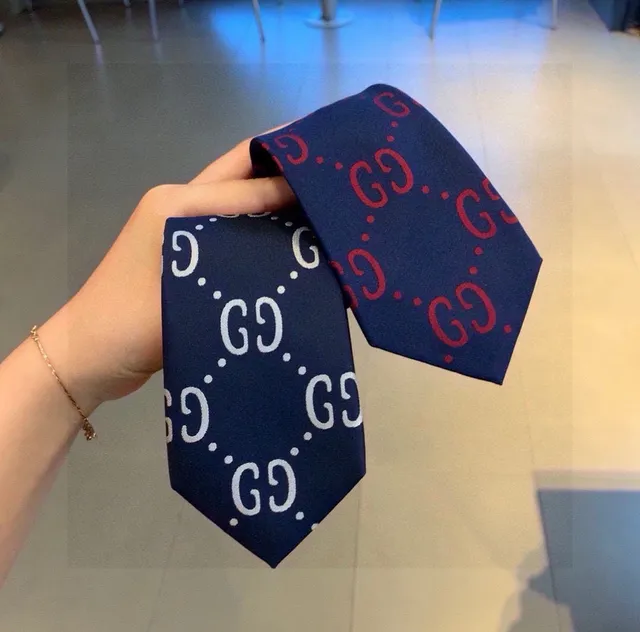 Gucci GG Monogram Navy and Red Necktie