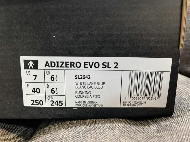 Adidas Adizero Evo SL 2 White and Light Blue Running Shoes