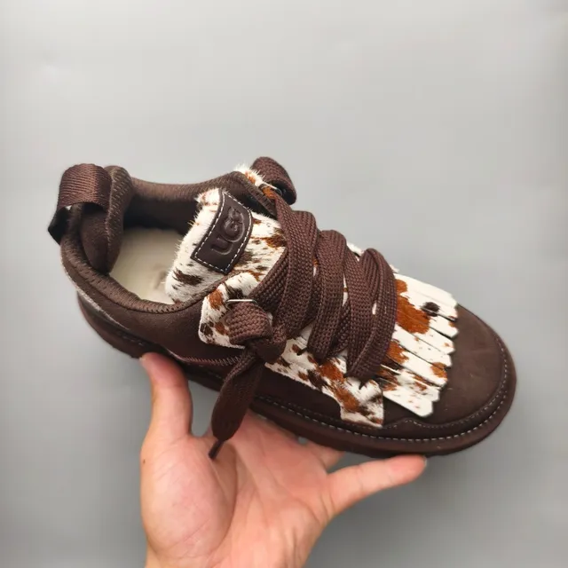 UGG Brown Suede and Cowhide Platform Lifestyle Sneakers