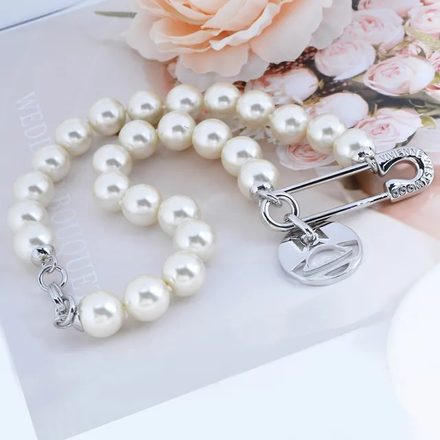 Vivienne Westwood Classic Orb Pearl and Safety-Pin Bracelet