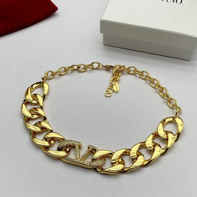 Valentino VLTN Crystal-Paved Chunky Chain Necklace