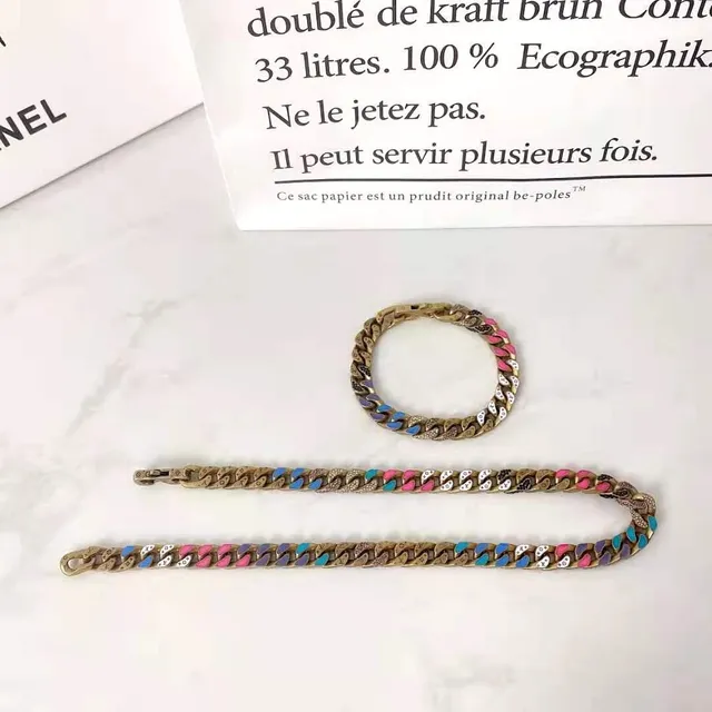 Chanel Multicolor Enamel-Coated Curb Chain Metallic Mixed-Tone Links Bracelet