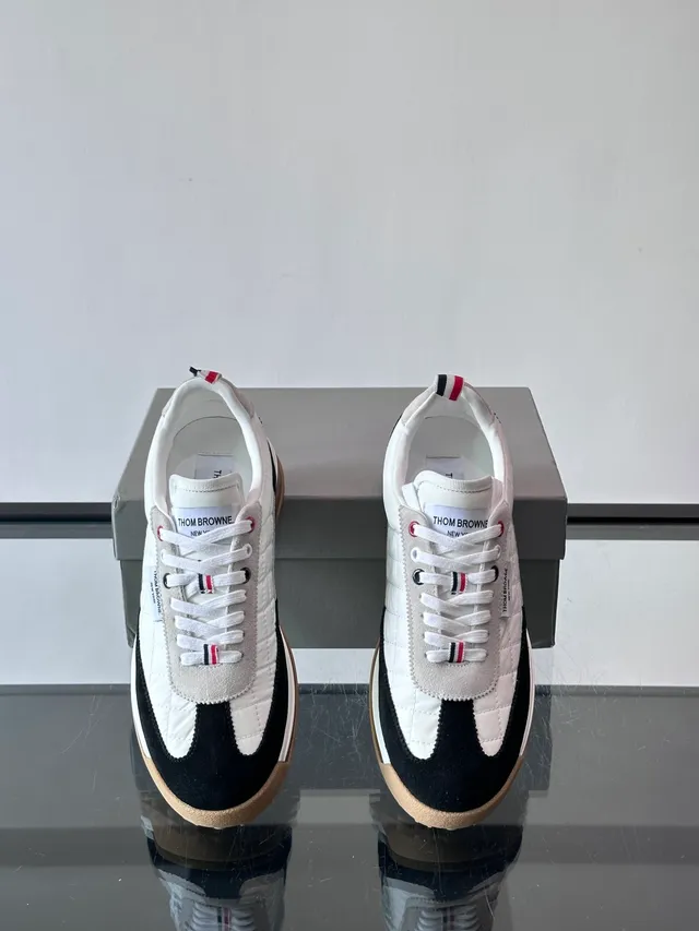 Thom Browne Quilted Diamond-Stitch Black and White Lifestyle Sneakers