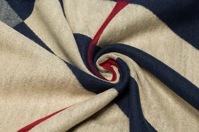 UGG Beige Navy Plaid Pattern Woven Texture Shawl