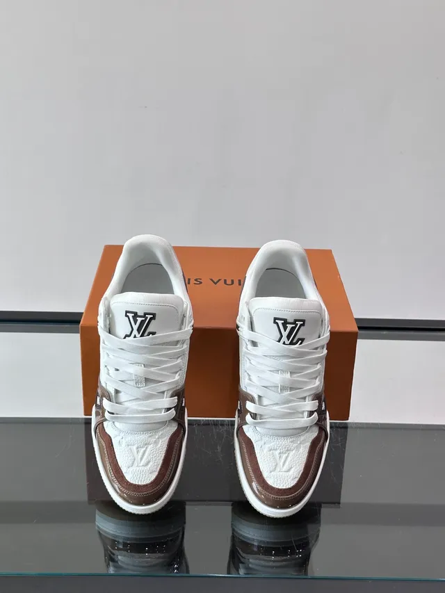 Louis Vuitton LV Trainer White Brown Low-Top Monogram Leather Lifestyle Sneakers