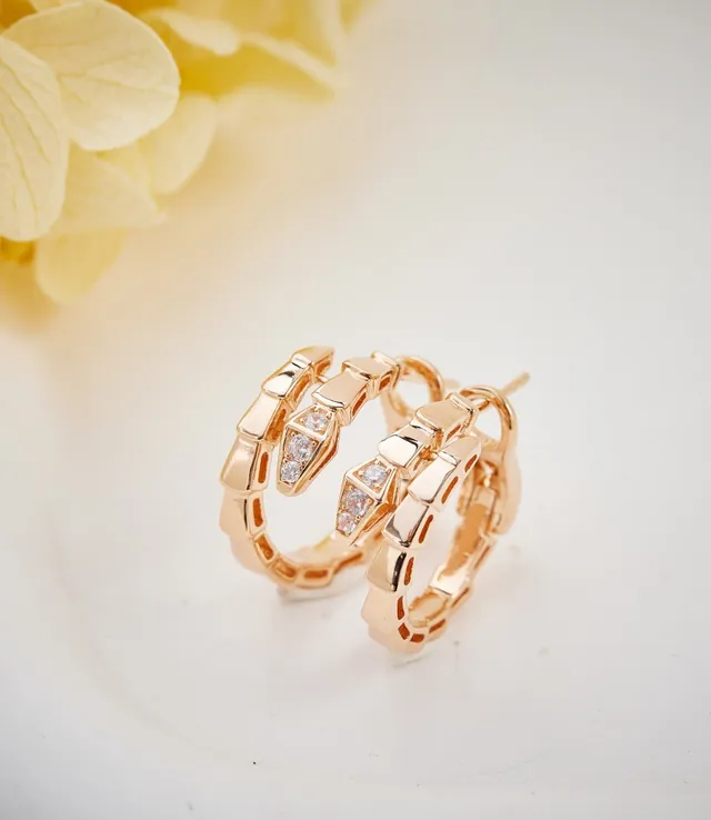 Bvlgari Serpenti Segmented Pavé Hoop Earrings