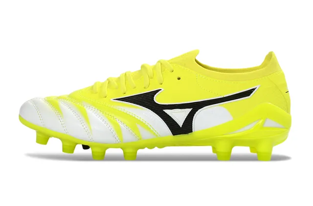 Mizuno Yellow White Low-Cut Synthetic Upper Molded Conical Studs Firm-Ground Soccer Shoes