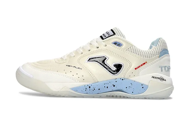 Joma Flex Beige Blue Perforated Leather Upper Speckled Light Midsole Lifestyle Sneakers