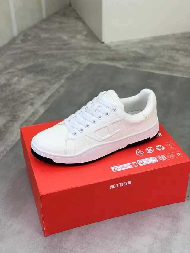 Diesel Off-White Embossed Leather Lifestyle Sneaker