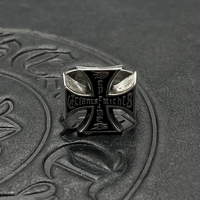 Enfants Riches Déprimés Iron Cross Black Enamel Ring