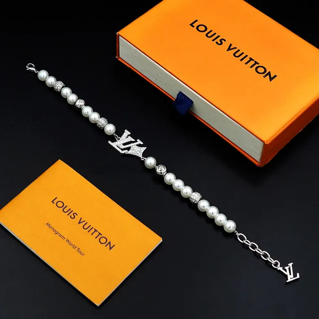 Louis Vuitton Pearl and Pavé LV Monogram Crown Bracelet