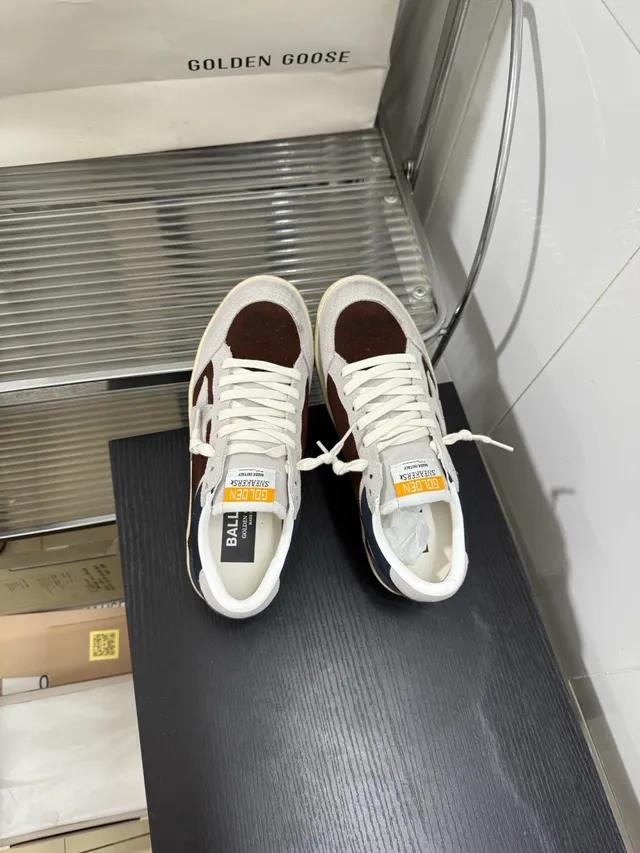 Golden Goose Ball Star Gray Navy Brown Suede Lifestyle Sneakers