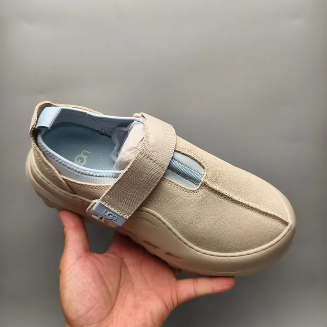 UGG Tasman Beige and Light Blue Suede Clog