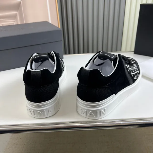 Balmain Le City Black White Monogrammed Side Panel Sculpted Overlays Lifestyle Sneakers