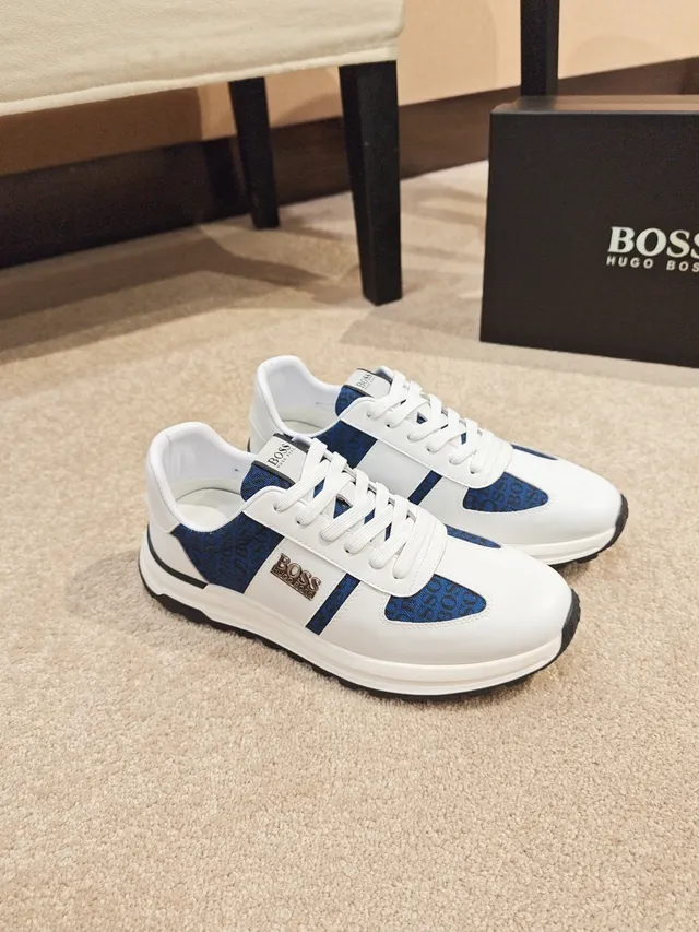 Hugo Boss White and Navy Blue Textile Panel Lifestyle Sneakers
